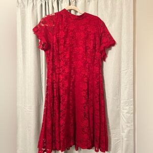 Red lace knee women’s dress